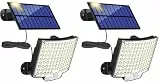 MPJ Solarlampen für Außen, 106 LED Solarleuchte Aussen mit Bewegungsmelder, IP65 Wasserdichte, 120°Beleuchtungswinkel, Solar Wandleuchte für Garten mit 5m Kabel (Packung mit 2)