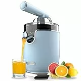 Cecotec Elektro-Zitruspresse - Orangen und Zitrusfrüchte - Xqueeze RetroJuice 1000 Blue. 1000W, Edelstahlfilter, 2 abnehmbare Konen in unterschiedlichen Größen, Hebel und Tropfstopp-System