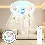 Demiawaking Ventilator LED Deckenleuchte mit Ventilator, Universal E27 LED Deckenventilator mit Lampe mit Fernbedienung 3 Geschwindigkeiten Dimmbar, 3200-6500 K, B