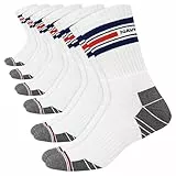 NAVYSPORT 6 Paar Advance-Serie Sportsocken Tennissocken Arbeitssocken Herren & Damen Baumwolle Unisex Crew Socken, (6 Paar) Größe: 43-46, (Weiß)