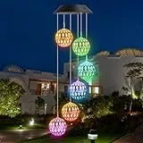 iShabao Marokkanische Solar Windspiel Garten, 6 LED Solar Windspiel für Draußen Wasserfest, Muttertagsgeschenke, Geschenke für Mutter/Frauen/Freundin, Dekorationen für Baum, Balkon, Hof, Hochzeit