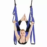 Anti-Schwerkraft-Aerial-Yoga-Fitness-Hängegriff-Inversions-Swing-Sling-Hängematte, Inklusive Hängematte, Riemen mit Griff, Anleitung, Stofftasche (PURPLE)