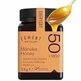 Egmont Honey Manuka Honig 50+ MGO 1kg | Zertifizierter MGO-Gehalt | Roher Honig 100% Natürlich | Hergestellt in Neuseeland
