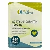 ACETYL-L-CARNITIN 1000 mg; in pflanzlichen Kapseln; mit Thiamin 480 Kapseln (4er Pack)