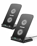 TECKNET Wireless Charger Stand [2 Pack], 15W Induktive Ladestation induktionsladegerät Qi-Zertifiziert Kabelloses Laden für iPhone 15 14 13 12 Pro Mini XR XS Samsung Galaxy S23 S22 Google Pixel