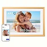 ARZOPA D10 Metall Digitaler Bilderrahmen 10,1' Kostenloser Cloud Storage WALN Bilderrahmen Digital HD Touchscreen KEIN Abonnement Teilen Fotos Videos Individuelle Grußkarte zum Verschenken - D10 Gold