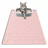 Garoopion Katzenklo Matte, 86x56cm Silikon Katzenstreu Matte Groß, wasserdichte Katzenmatte Katzenklo Unterleger, Katzenstreumatte, Leicht zu Reinigen, Rosa