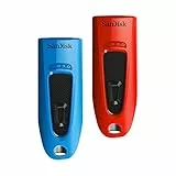 SanDisk Ultra USB 3.0 Flash- Laufwerk 32 GB (SecureAccess Software, Passwortschutz, Übertragungsgeschwindigkeit von bis zu 130 MB/s) Blau/Rot
