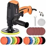 Weytoll Poliermaschine Set, 980W Poliermaschinen mit 14tlg Polierschwämme+11 Zubehörteile, 850-3200 U/min 6 Geschwindigkeiten Einstellbar Auto Poliermaschine, zum Wachsen und Polieren von Autos