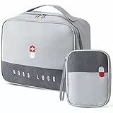 CoatCool 2stk Medikamententasche Reise, Große Kapazität Notfalltasche Leer Erste Hilfe Tasche Wasserdicht Medizin Aufbewahrungstasche Tragbar Medikament Tasche Reiseapotheke für Camping Zuhause，Grau