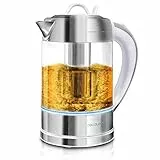 Cecotec Elektrischer Wasserkocher ThermoSense. 1,7 Liter, Borosilikatglas, Frei von BPA, Basis 360 ª, Antikalkfilter, Dppeltes Sicherheitssystem,2200 W Leistung.