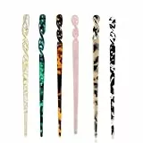 6 Stück Chinesische Haarnadeln Set Hair Stick,ChineseHair Pin,Haarpin aus 6 Farben inkl.Karamell & Leopardenoptik-Vintage Haarstäbchen mit-Lange RetroHair Sticks für Frauen,Mädchen,Haaraccessoires