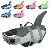 CITÉTOILE Schwimmweste Hunde Hai, Leicht und Sicher für Wassersport, hundeschwimmweste mit Griff und Reflektierend für Kleine Mittlere und Große Hunde, Grau, XL