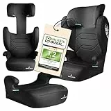 WALSER Premium Kindersitz Auto Numa, bequeme 2in1 Kinder Sitzerhöhung abnehmbare Rückenlehne + mitwachsende Kopfstütze 3-8 Jahre 100-150 cm neueste Norm ECE R 129, Sitzerhöhung Auto Kinder schwarz