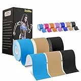 Deilin Kinesio Taping, 3 Rolle, 6 m x 5 cm, extra lang, für Kinesiologie-Tape, Kinesiologie-Tape für Knie, Schulter und Ellbogen, Physiotherapie, wasserdicht, atmungsaktiv
