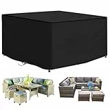 Funshot Gartenmöbel Abdeckung Wasserdicht, 300 x 300 x 90cm, Abdeckplane für Gartentische, Terrassenmöbel, 420d Oxford-Gewebe, Schutzhülle für Tische Und Stühle, Sofas, Rattanmöbel