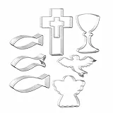 MIUTME Ausstechformen 8tlg Set, Keksausstecher Kreuz, Taube, Kelch, Engelsflügel, Fisch, Christen Taufedeko