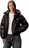 Calvin Klein Damen Pufferjacke Shine mit Kapuze, Schwarz (Black), XS