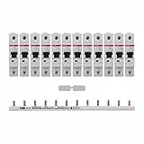 ABB Set 12x S201-B16 Leitungsschutzschalter + 1x PS1/12 Phasenschiene + 1x PS-END Endkappen