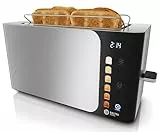 Balter Toaster 4 Scheiben, Touch Bedienung, Langschlitz, Edelstahl, Brötchenaufsatz, LCD Display Langschlitztoaster, Auftaufunktion, Brotzentrierung, TS-44