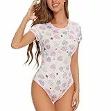 Somniumnight Einteiler Strampler Kleidung für Damen: Cute All-Over-Print Onesie mit Qualle Body Suit für Erwachsene - Kawaii Stretch Pyjama Geschenk Geschenk Weiß Weiß 4XL