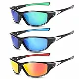 Camptrip 3 Paar Sonnenbrille Herren Sport Sonnenbrille UV 400 Polarisierte Sportbrille Blau Grün Sunglasses für Herren Damen zum Radfahren Ski Golfen Angeln Fahren Wandern