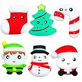 Weihnachten Mochi Squishy Toys Set,6 Stück Kawaii Soft Silikon Toys Anti Stress Spielzeug,Niedlich Squeeze Spielzeug für Kinder,Stressabbau Squishy für Kindergeburtstag,Party Gastgeschenke