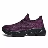 GemChve Damen Slip On Sneaker Memory Foam Turnschuhe Sportschuhe Bequeme Schlupfschuhe Blackpurple 37