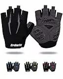 Grebarley Fahrradhandschuhe,Radsporthandschuhe rutschfeste und Stoßdämpfende Mountainbike Handschuhe mit geeiget Unisex Herren Damen (Schwarz, M)