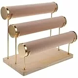 Cabilock Uhrenständer 3-Etagen Mit Holzsockel Samt Armband Display Ständer Für Aufbewahrung Armbänder Armreif Haarklammern Schmuck Präsentation