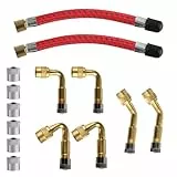 14 STK Ventilverlängerung Autoventil Set: 6x 45° 90° 135° Autoventil Adapter Winkelventil Ventiladapter,2x 10cm Flexible Reifenventilverlängerungen,6 Metallkappen, für Auto Motorrad Fahrrad Scooter