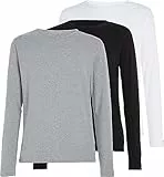 Tommy Hilfiger Herren Langarmshirts Basic, Mehrfarbig (Black/White/Grey Heather), XXL