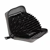 Kreditkartenetui von J.Jones - Kreditkartenhülle, Kartenetui, Visitenkartenetui, Fächermappe - RFID sicher mit 11 Fächern aus Leder (Grau) - präsentiert von ZMOKA®