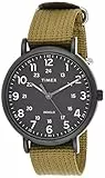 Timex Weekender 43mm Quarzuhr mit schwarzem Zifferblatt und olivgrünem ArmbandTW2U68200