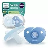 Philips Avent Soothie Schnuller, kiefergerecht geformter Schnuller für Neugeborene, 0–6 Monate, einteiliges Design, flexibler Sauger aus Silikon reduziert Druck, BPA-frei, 2 Pack, blau, SCF099/26