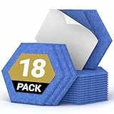 Hexagon Akustikplatten selbstklebend 18 Stücke, TONOR Schallabsorber Schallschutz mit Hochdichte Wandfliesen Schall Dämmung 30x26x0,9cm für Studio, Büro, Akustische Behandlung und Wanddekoration Blau