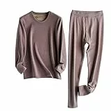 Daesar Thermounterwäsche Set, Skiunterwäsche Funktionswäsche Herren Polyester Winter Unterhose + Unterwäsche Wärmend Kamel