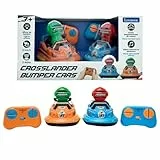 Lexibook, Crosslander® Bumper Cars, 2er-Set ferngesteuerte Rennautos, bis zu 5 km/h, 2 abnehmbare Figuren, Sound- und Lichteffekte, Blau/Orange, RC2A