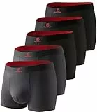 GLESTORE Unterhosen Männer Boxershorts Herren Modal Unterwäsche 5er Pack 3 Schwarz mit Rot & 2 Dunkelgrau L