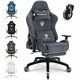Dowinx Gaming Stuhl, Atmungsaktiver und Ergonomischer Bürostuhl aus Mikrofaser-Velours, Weiches Sitzgefühl wie Pelz, Verstellbarer Schreibtischstuhl mit Fußstütze, Hellgrau