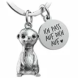 FABACH Erdmännchen Schlüsselanhänger Sammy mit Gravur - Liebe Glücksbringer für Beste Freundin oder Partner - Ich pass auf dich auf