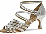 Diamant Damen Tanzschuhe 108-087-013 - Silber - 6,5 cm Flare [UK 9,5]