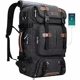 WITZMAN Reiserucksack Herren Groß 40L Canvas Vintage 3 in 1 Rucksack Fit 16 Zoll Laptop Rucksack für Herren Reisen(A8013 Schwarz)