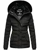 Navahoo Damen warme Winter Steppjacke mit Abnehmbarer Kunstfell-Kapuze Milianaa Black Gr. M