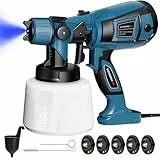 Farbsprühsystem 800W Elektrisches Lackierpistole mit 1400ML Behälter 5 Düsen und 3 Muster Farbsprühgerät, Max 1100 ml/Min HVLP Elektrische Spritzpistole für Gartenzaun, Wände, Decke, Möbel