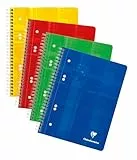 Clairefontaine 8570C - Packung mit 5 Collegeblöcken DIN A5 mit Ringbuchlochung, 6-fach gelocht, 80 Blatt blanko, 90g, farbig sortiert, 1 Pack