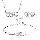 LYL.Adorer Schmuckset Silber 925 Damen,Halskette Armband Ohrringe Unendlichkeit,Geschenk für Sie