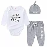 Gajaous Neugeborenes Baby Jungen Mädchen Kleidung New to The Crew Strampler Bodysuit + Elephant Hosen + Hat 3pcs Kleidung Set