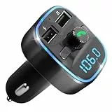 Bluetooth FM Transmitter Auto, KFZ Bluetooth 5.3 Adapter für Auto Radio mit Freisprechen, Autoladegerät mit 2 USB-Anschlüssen 5V/2.4A 1A, Unterstützt USB-Stick, TF Karte, SD Karte, Musik Adapter