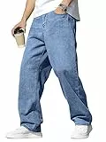 JMIERR Jeans Herren Baggy Weite Jeans Hose Herren Stretch Vintage Y2K Hip Hop Denim Hosen Loose Fit Streetwear Freizeithosen, Hellblau XL